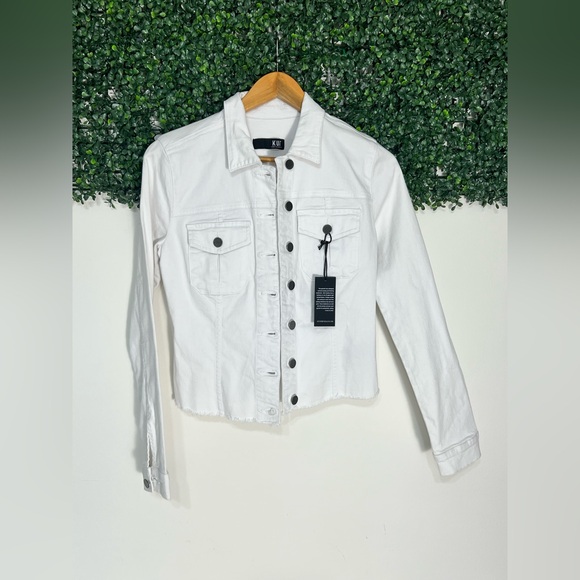 Kut from the Kloth Jackets & Blazers - Kut from the Kloth Kara Fray Hem White Denim Jacket Size Small NWT
